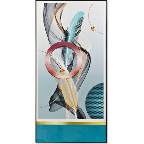 Tableau Abstrait ornements plumes en porcelaine colorée - Palette de plumes en nuances multicolores (1/3)