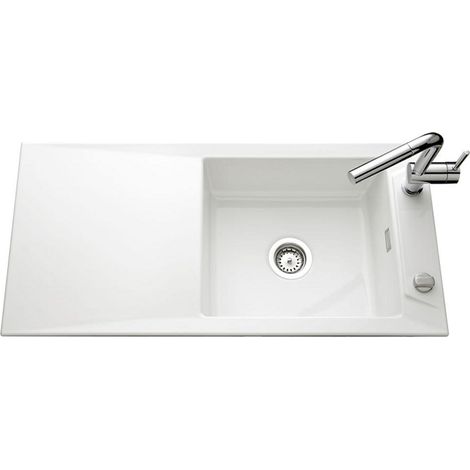 Évier de cuisine blanc brillant SIRO - L 1000 x l 490 x P 200 mm - sous-meuble 60 cm - Aquatop (1/3)