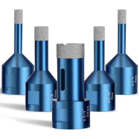 5 tlg Diamantbohrer Glasbohrer Set für M14 Winkelschleifer ø 6  6  8  10  20 mm zum Bohren von Fliesen, Glas, Marmor, Granit, Feinsteinzeug (1/5)