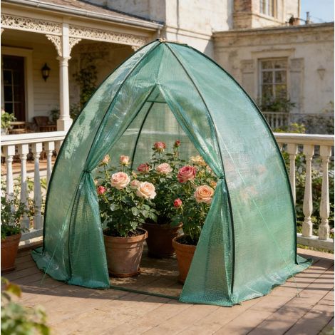 Serra da giardino conica PE acciaio 240x200x240 OKMYHOME (1/5)