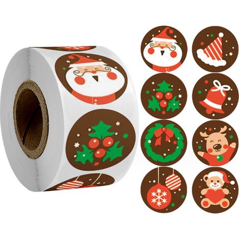 1 Rouleau Autocollants Noël, 500 pièces Bonhomme de neige, Papier couché Imperméable, Décoration Cadeaux Fêtes (1/5)