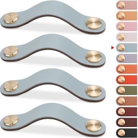 4er-Set Möbelgriffe aus Leder, Schranktürknöpfe, Schubladenknöpfe aus Leder, Vintage-Möbelgriffe für Schränke, Kommoden, Küche, Badezimmer (Blau, 96 mm) (1/5)