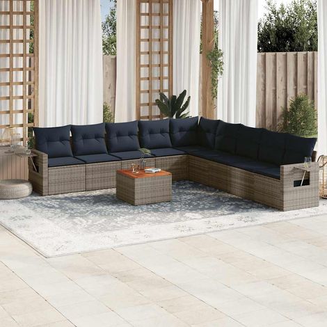 Teenpull – 10-teiliges Gartensofa-Set mit Kissen, grau, Polyrattan (1/5)