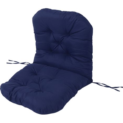 Coussin de chaise à bascule Polyester Imperméable et Anti-UV Épais avec Attaches Design Capitonné Bleu Marine pour Intérieur Extérieur 100x50cm (1/5)