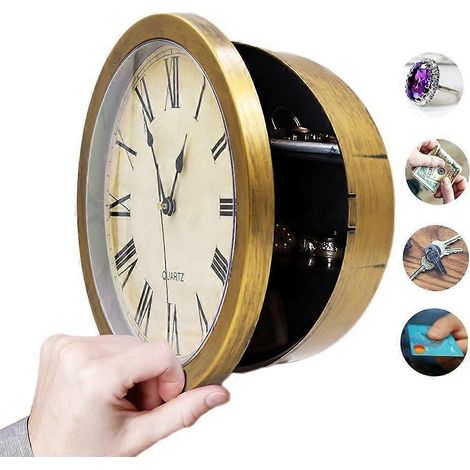 Horloge murale avec coffre-fort intégré pour argent, bijoux et autres objets. (1/5)