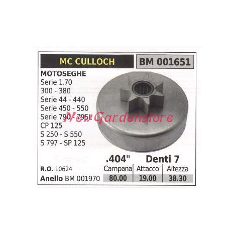 Ritzel MC CULLOCH Kettensägemotor SERIE 1.70 300 380 .404' Zähne 7 001651