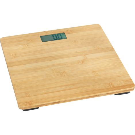 WENKO Bilancia Pesapersone Bambusa, Bilancia elettronica con schermo LCD, fino a 180 kg, Bambù, 30x2,7x30 cm, marrone (1/5)