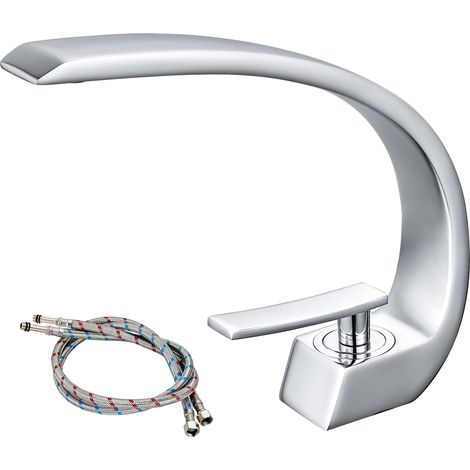 de Robinet cuisine monocommande laiton mitigeur pour meuble lavabo avec flexible d'alimentation (1/4)