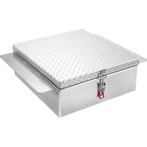 VEVOR Caja de Herramientas para Caja de Camión, Aleación Aluminio, con Placa de Diamante, Soporta hasta 100 kg, Ideal para Camión, Camioneta, Caja, RV, Remolque, 770 x 610 x 230 mm, Color Plata (1/5)