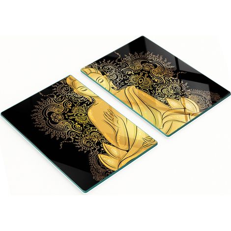 Tablas de cortar de cristal para cocina con dibujo de Buda sentado, 2 x 40 x 52 cm.