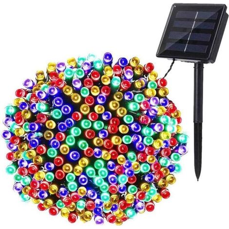 Guirlande Noël Solaire, 22M 200 LED Guirlande Lumineuse Solaire Extérieure Étanche 8 Modes Décoration Lumière pour Jardin Balcon Arbres Clôture Terrasse Fête, Multicolore [Classe énergétique A+++] (1/5)