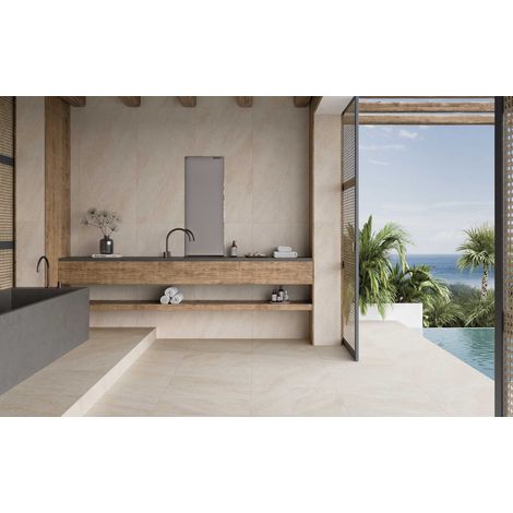 Tarbes – Baldosa porcelánica efecto piedra · interior y exterior - Beige - 60x60 cm - Palet completo (1/5)
