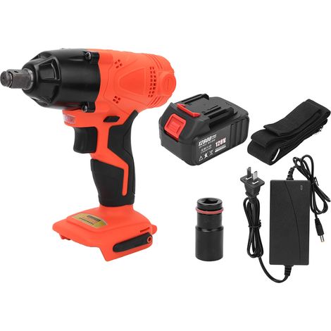 Clé à chocs électrique 128V sans fil, batterie lithium-ion, tête noire, couple 320Nm, chargeur 220-240V, prise CN (1/5)