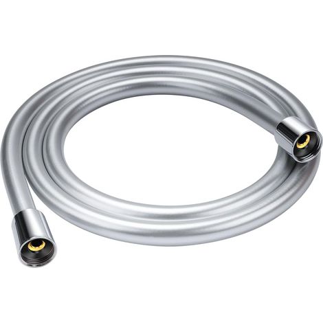 Flexible de douche 160 cm avec protection anti-torsion, tuyau de, raccord standard 1/2", et résistant à la torsion, testé pour l'eau potable sous pression, argenté