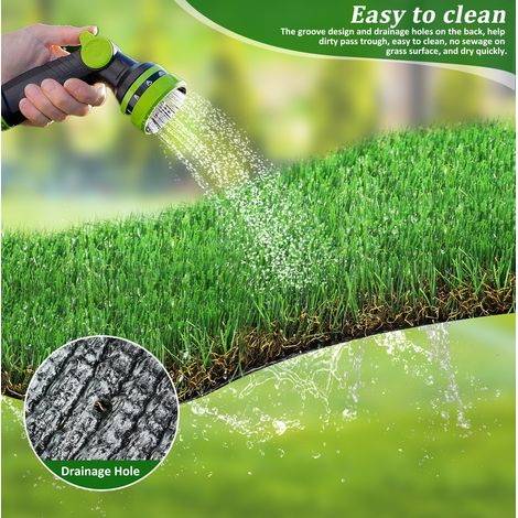 Césped artificial 2 x 4 m verde, rollo de 3,5 cm con drenaje para jardín, terraza y balcón, resistente a los rayos UV y apto para mascotas – CHICFURN (1/5)