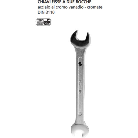 ORECA-CHIAVE FISSA 2 BOCCHE IN ACCIAIO CROMO VANADIO mm 12X13