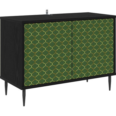 TV Cabinet GELEEN 69 x 33 x 50.5 cm Black Oak Engineered Wood vidaXL (1/5)