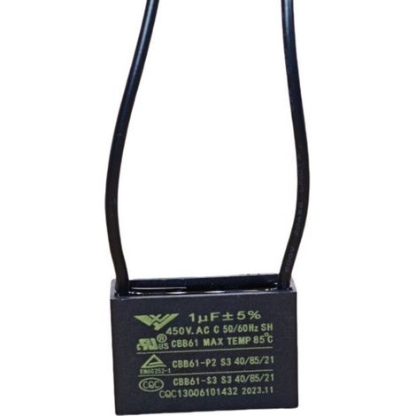 Condensateur de démarrage CBB61 1UF 450V avec fils, universel pour équipements éoliens, diamètre 35 mm, résistant 85 °C, 5 composants d'équipement