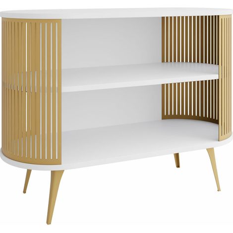 Estantería Vitum II, Dorado + Blanco, Abierto, Aglomerado laminado, Metal, Número de puertas: 0, Número de cajones: 0, 90x120x40cm