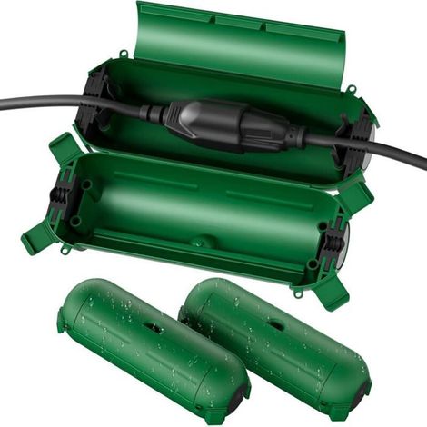 Protection pour rallonges électriques extérieures - MICH - Lot de 3 - 21x7x7 cm - Vert - Étanche IP44 (1/4)