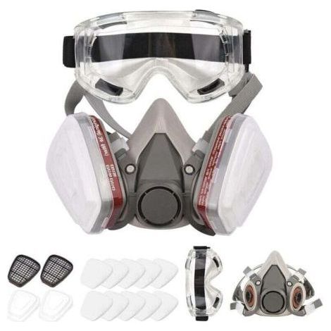 Semimaschera respiratoria riutilizzabile 6200, maschera antigas, respiratori di protezione respiratoria con occhiali di sicurezza per verniciatura, vapore organico, saldatura, lucidatura, lavorazione (1/5)