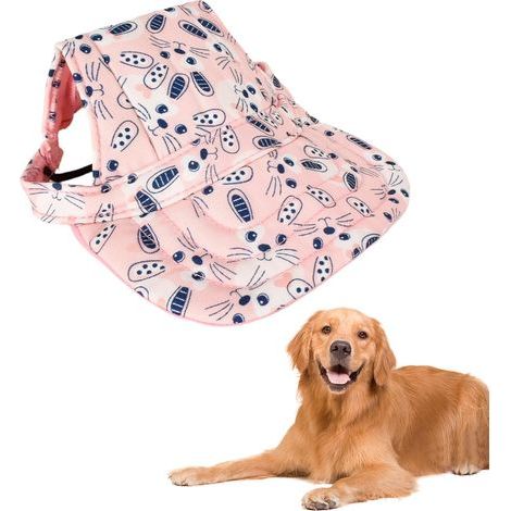 Chien Chapeau de Sport Respirant, Casquette de Baseball pour Chiens Réglable, Chien D'été Voyage Chapeau avec Trous d'oreille, pour Activités de Plein Air (Rose Clair, XL) (1/5)