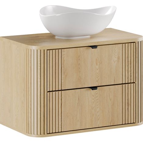 Waschtisch 80cm Mila mit 2 Schubladen, Helle Eiche (1/5)