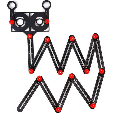 Règle de mesure multi-angles avec trou de positionnement, gabarit de mesure réglable à 12 côtés en alliage d'aluminium, outil de gabarit multi-angles, règle pliante et positionneur de poinçon. (1/5)