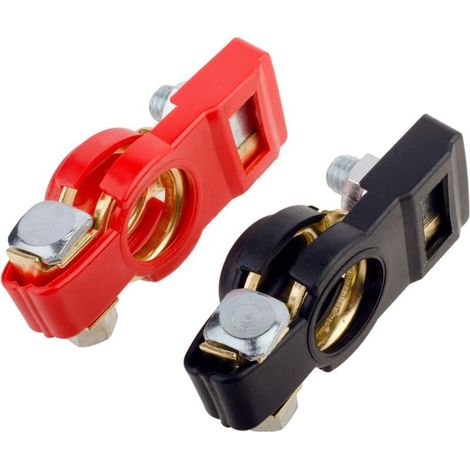 Terminali batteria, connettori batteria, interruttore batteria per barca/camion/auto/furgone, rosso e nero, positivo e negativo (1 paio) NPTERBL (1/4)