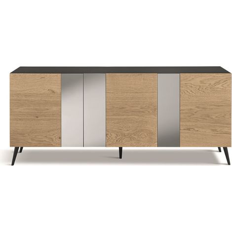 Madia 180 cm in legno Rovere 3 ante con specchio 5 piedini - ROMEO (1/4)