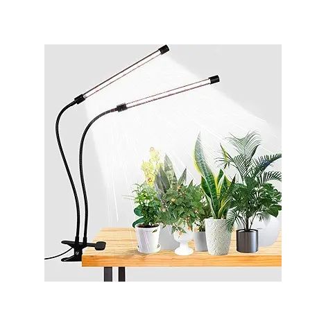 Lampe de croissance LED, spectre complet 6000K, à pince, avec LED blanches et rouges pour plantes d'intérieur, 5 niveaux d'intensité, allumage et extinction automatiques.-AquaForge