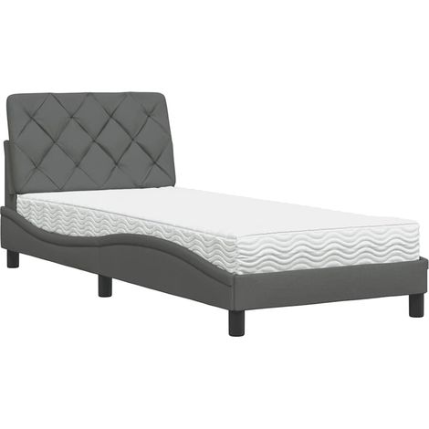 Maison Exclusive - Letto con Materasso Grigio Scuro 90x200 cm in Tessuto (1/5)