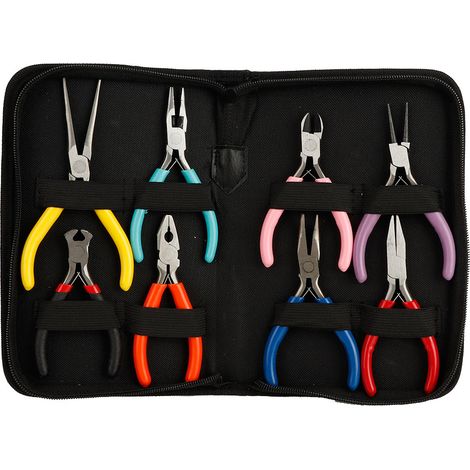 Ensemble de 8 pinces miniatures en acier pour bijoux : longues, rondes et plates (1/5)