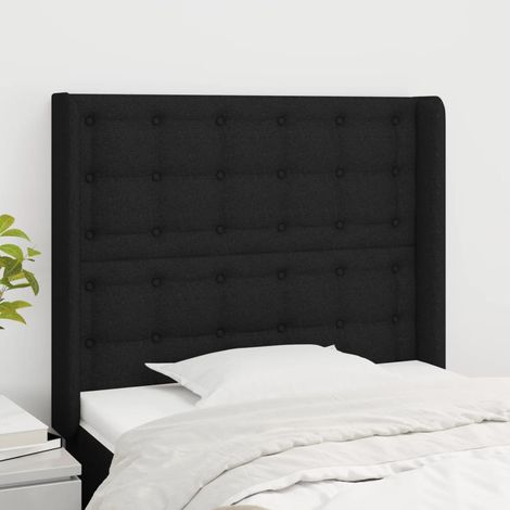 Cabecero con orejas de tela negro 103x16x118/128 cm vidaXL (1/5)