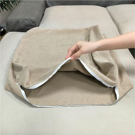 Housse de Coussin Lavable Camel avec Fermeture Éclair 60 × 50 × 18 cm, 1 Pièce pour Canapé Salon Chambre, Garniture Non Incluse (1/5)