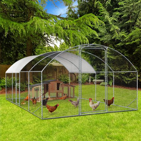 Gallinero de cúpula de 15 m² con recinto de malla metálica de 3x5 M con puerta lateral