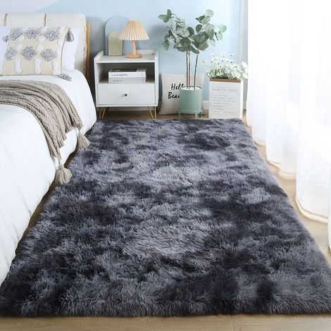 Tapis de Salon Shaggy 160 x 230cm en Peluche Fibre de Polypropylène Souple Tapis Antidérapante tapis de chambre, Gris (1/5)