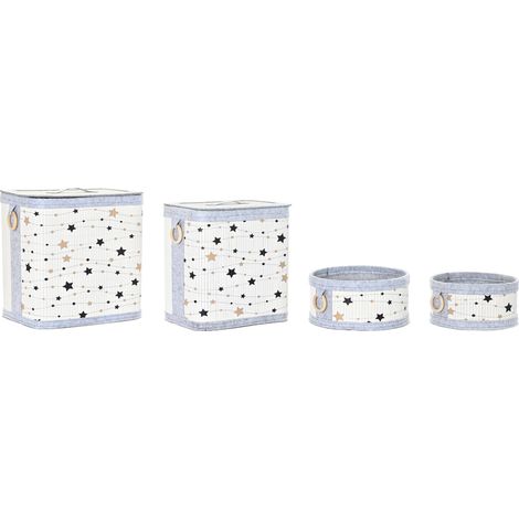 DKD Home Decor Lot de paniers bambou blanc noir gris doré (1/5)