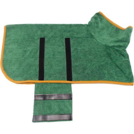 Schnelltrocknender, extrem saugfähiger Hundebademantel/Handtuch mit verstellbarem Kragen und Taillenbund – XL (1/5)