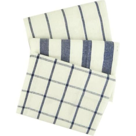 Serviette de Table - PZCC - 3 Pièces - 100% Coton - Séchage Rapide - 40x60 cm - Bleu et Blanc (1/4)