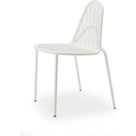 Chaise de jardin, Lot de deux chaises indoor / outdoor Malvasia Blanc en Metal, Scab design (1/5)