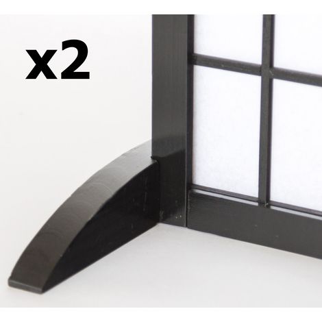 Pegane – Lot de 2 pieds pour paravent en bois noir – Dimensions 2.8 x 33 x 0.8 cm – Pour paravents en bois – Stabilité accrue