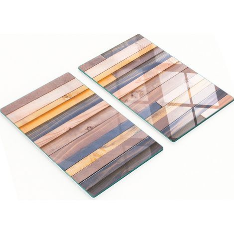 Planches à découper et à servir décoratives en verre, fixation murale en bois, 2 x 30 x 52 cm (1/5)
