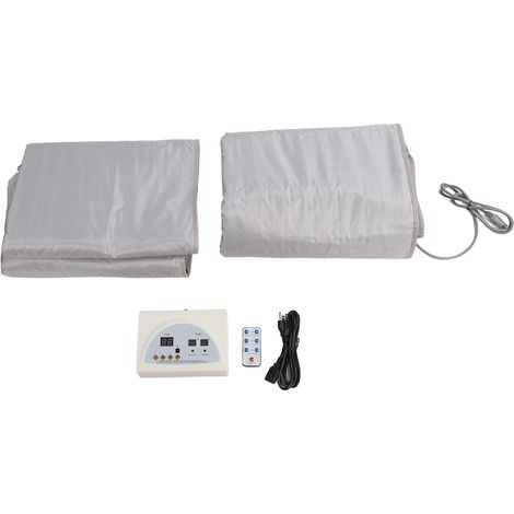 Couverture de sauna infrarouge lointain avec manches, 180x80cm, argent, détente, désintoxication, brûle-graisses, imperméable, transpiration, prise US 110V. (1/5)