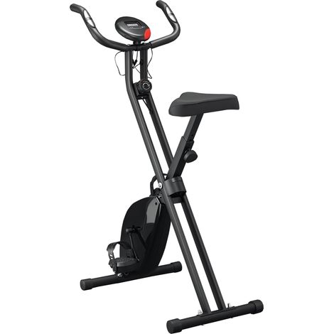 Bicicleta estática profesional con resistencia y altura ajustables, fabricada en acero y PP, 41x86x112 cm, color negro.