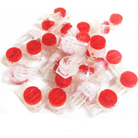 Lot de 100 pièces Verrou Connecteur UR Connexion de la ligne téléphonique Connecteur de regroupement 3 ports / 3 noyaux (Rouge (1/4)