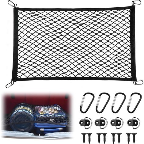 Filet de Rangement Coffre de Voiture 60x40cm Extensible Jusqu'à 120x80cm (1/5)