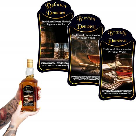 10 etiquetas para botellas de brandy bourbon DĘBOWA