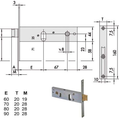 Serrure d'insertion de bandes All 44151-60-0 Cisa