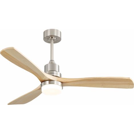 Ventilatore da soffitto da 52" con luce LED dimmerabile, telecomando a 6 velocità, motore DC reversibile, 3 pale in legno per soggiorno